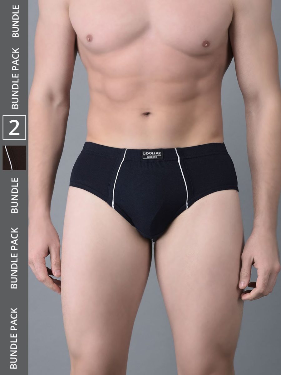 Dollar Bigboss Men's Pack of 2 Combed Cotton Solid Brief With Anti-Microbial Odour Control