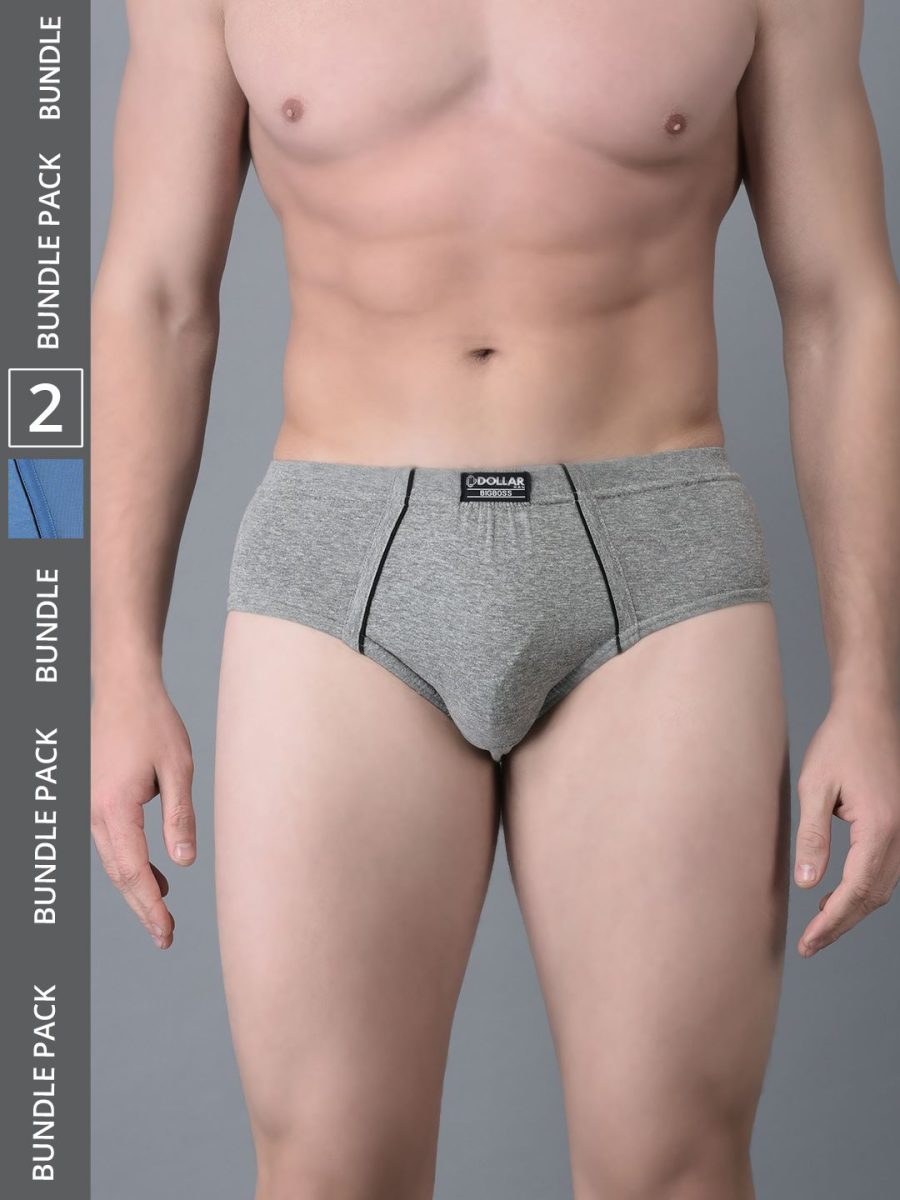 Dollar Bigboss Men's Pack of 2 Combed Cotton Solid Brief With Anti-Microbial Odour Control