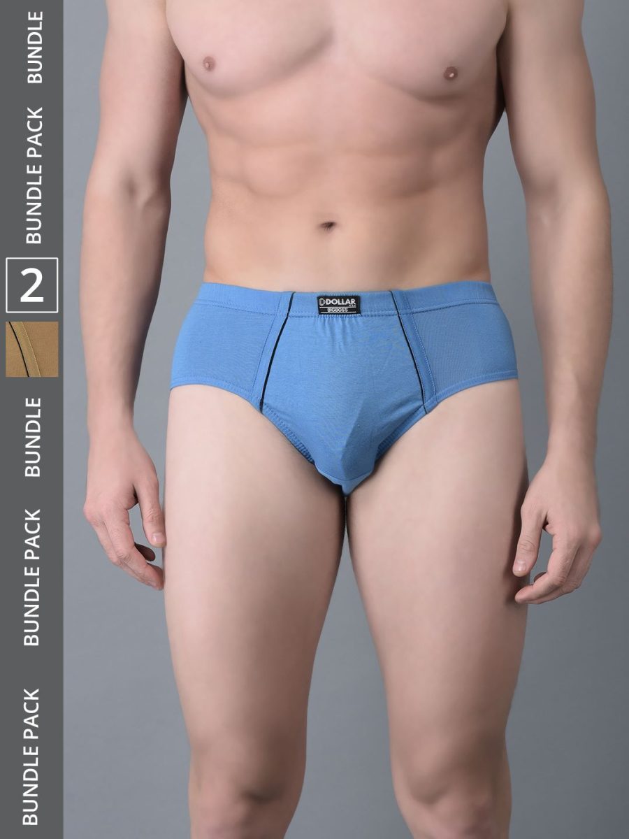 Dollar Bigboss Men's Pack of 2 Combed Cotton Solid Brief With Anti-Microbial Odour Control
