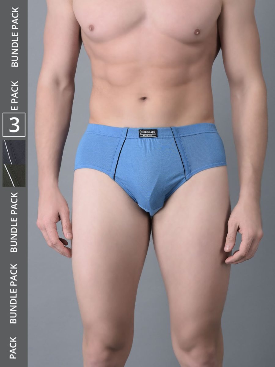 Dollar Bigboss Men's Pack of 3 Combed Cotton Solid Brief With Anti-Microbial Odour Control
