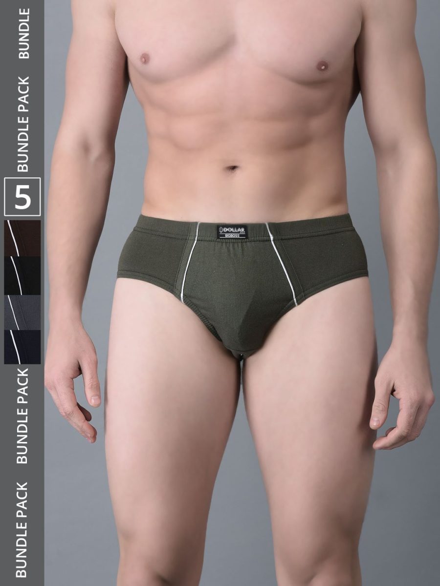 Dollar Bigboss Men's Pack of 5 Combed Cotton Solid Brief With Anti-Microbial Odour Control