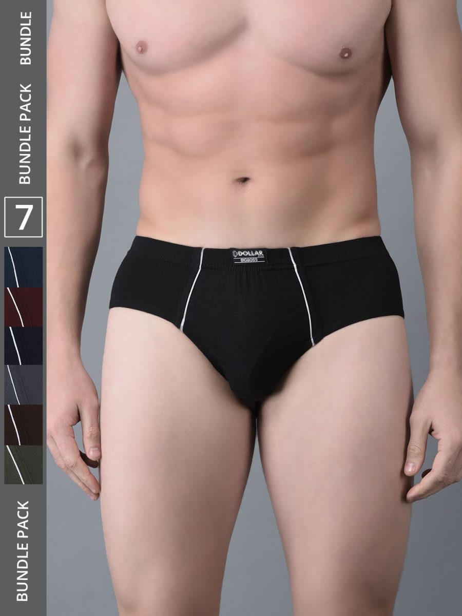 Dollar Bigboss Men's Pack of 7 Combed Cotton Solid Brief With Anti-Microbial Odour Control