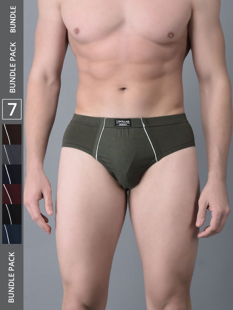Dollar Bigboss Men's Pack of 7 Combed Cotton Solid Brief With Anti-Microbial Odour Control