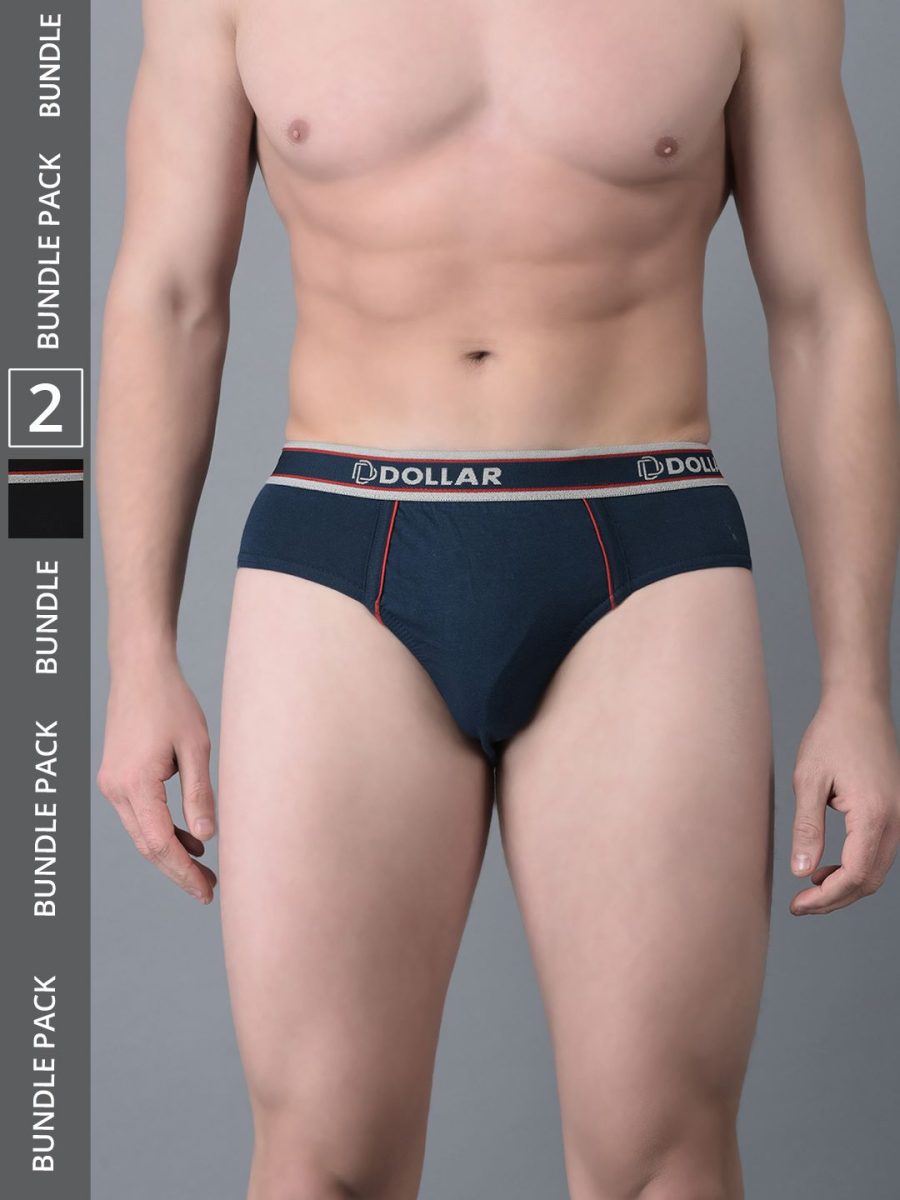 Dollar Bigboss Men's Pack of 2 Combed Cotton Solid Brief With Anti-Microbial Odour Control