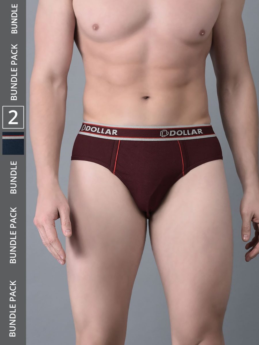 Dollar Bigboss Men's Pack of 2 Combed Cotton Solid Brief With Anti-Microbial Odour Control