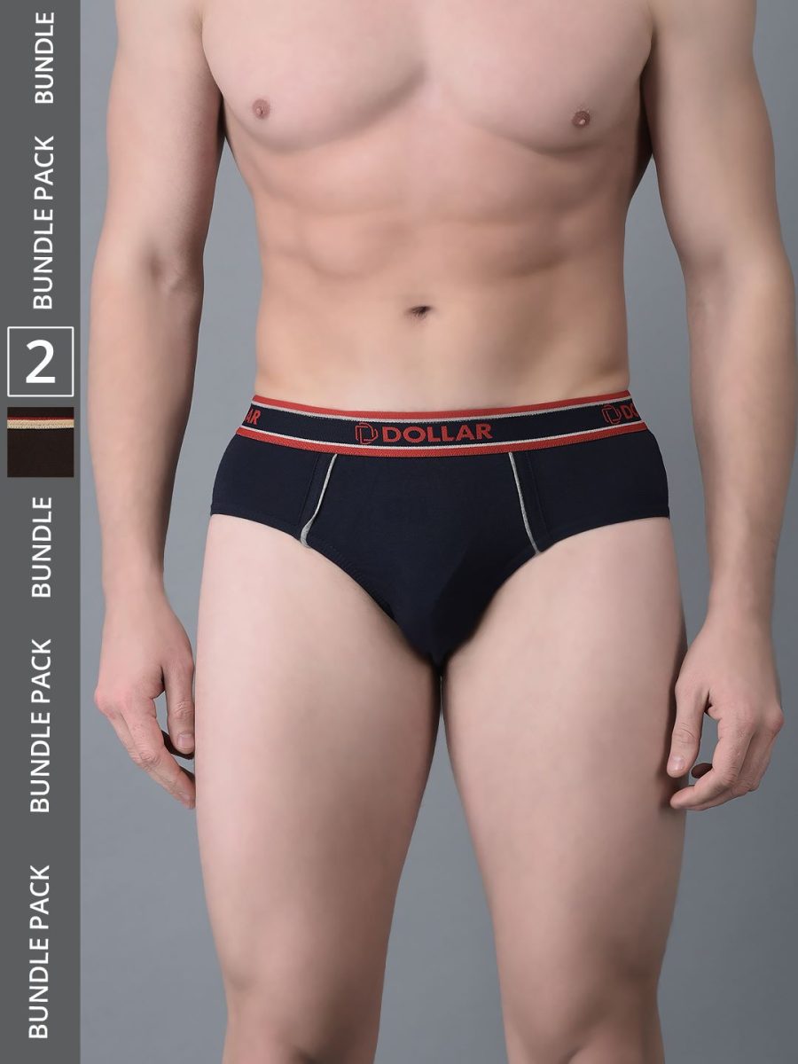 Dollar Bigboss Men's Pack of 2 Combed Cotton Solid Brief With Anti-Microbial Odour Control