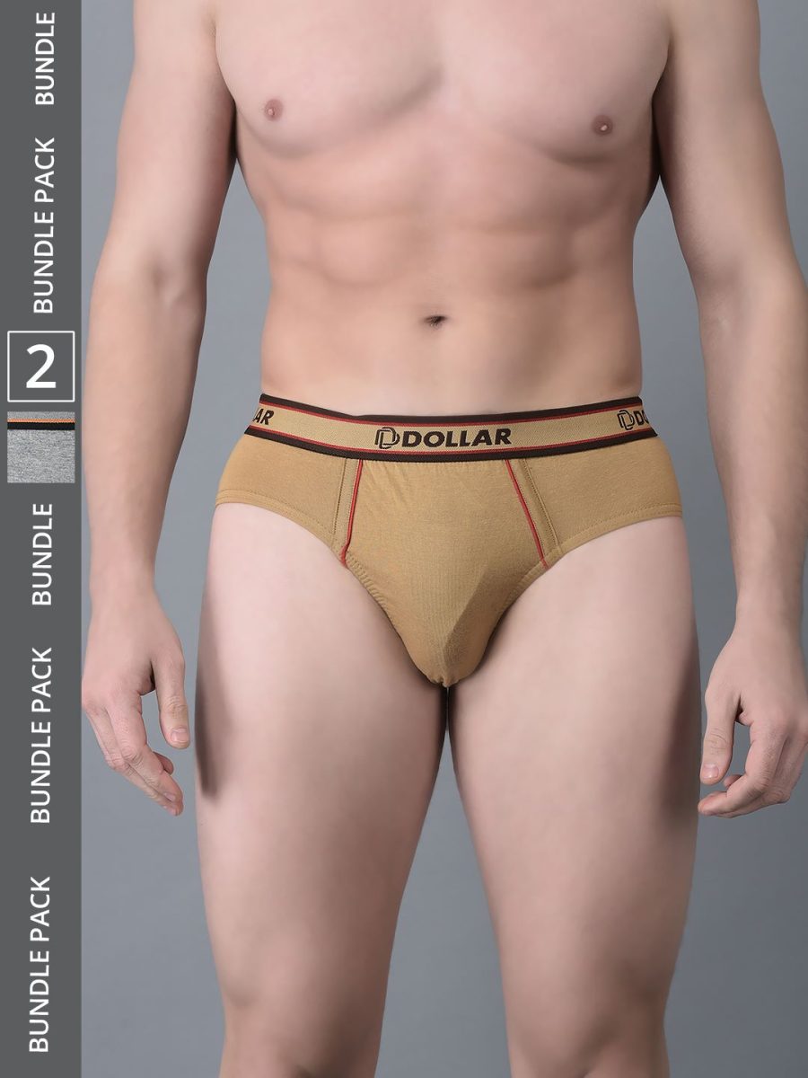 Dollar Bigboss Men's Pack of 2 Combed Cotton Solid Brief With Anti-Microbial Odour Control
