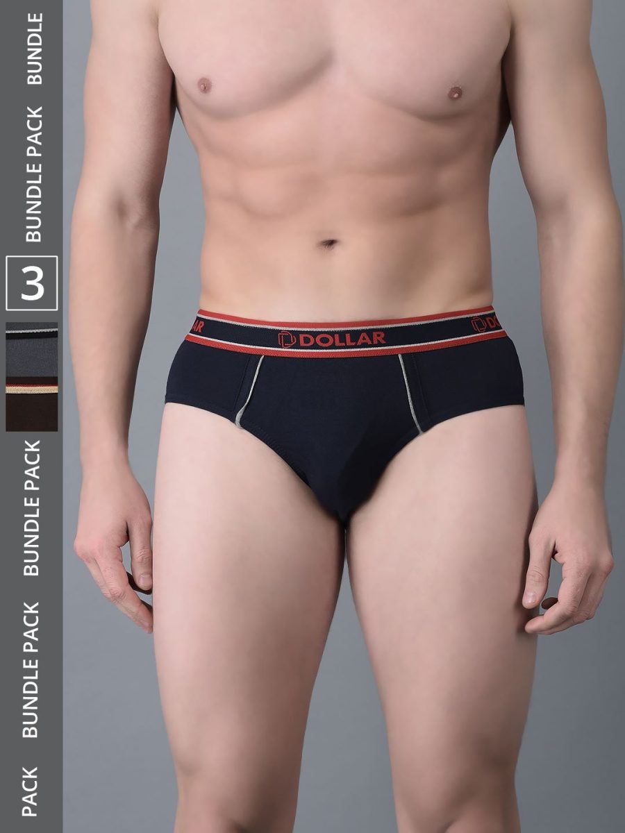 Dollar Bigboss Men's Pack of 3 Combed Cotton Solid Brief With Anti-Microbial Odour Control
