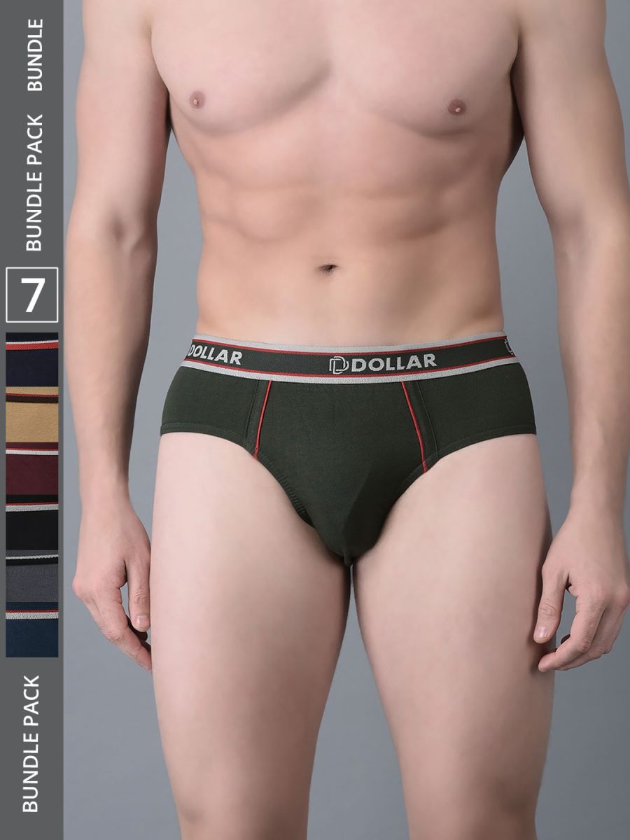 Dollar Bigboss Men's Pack of 7 Combed Cotton Solid Brief With Anti-Microbial Odour Control