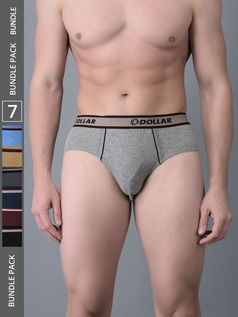 Dollar Bigboss Men's Pack of 7 Combed Cotton Solid Brief With Anti-Microbial Odour Control
