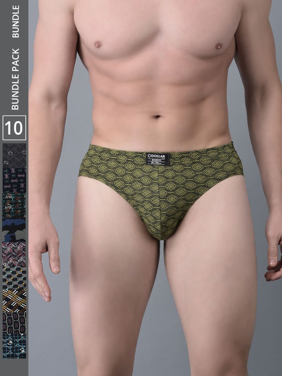 Dollar Bigboss Men's Pack of 10 Soft Combed Cotton Printed Brief