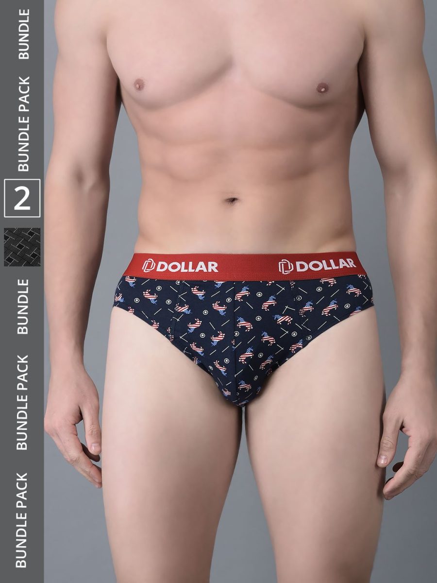 Dollar Bigboss Men's Pack of 2 Combed Cotton Printed Brief