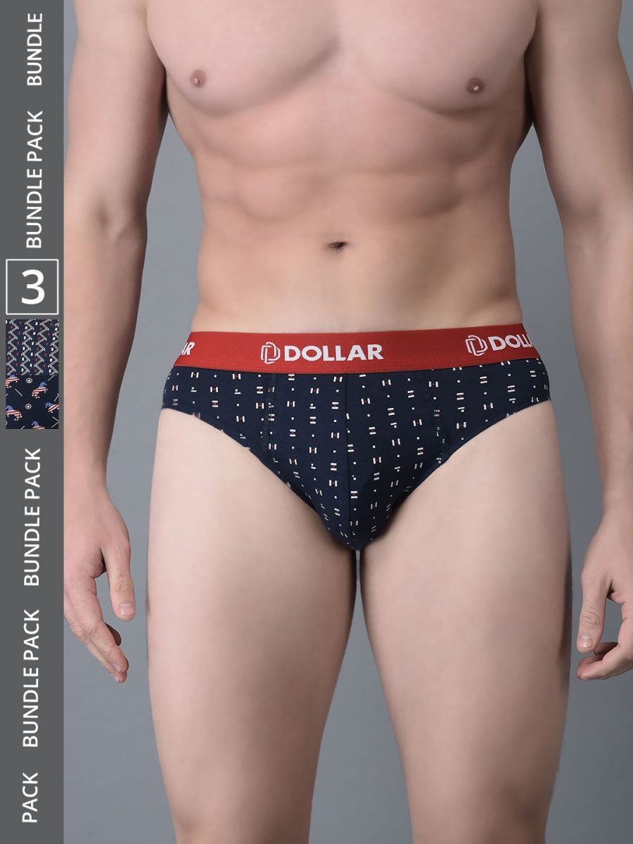 Dollar Bigboss Men's Pack of 3 Combed Cotton Printed Brief
