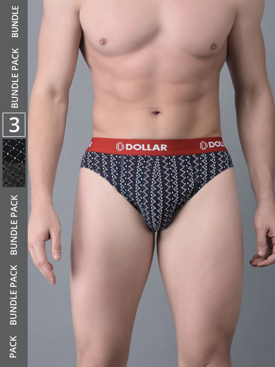 Dollar Bigboss Men's Pack of 3 Combed Cotton Printed Brief