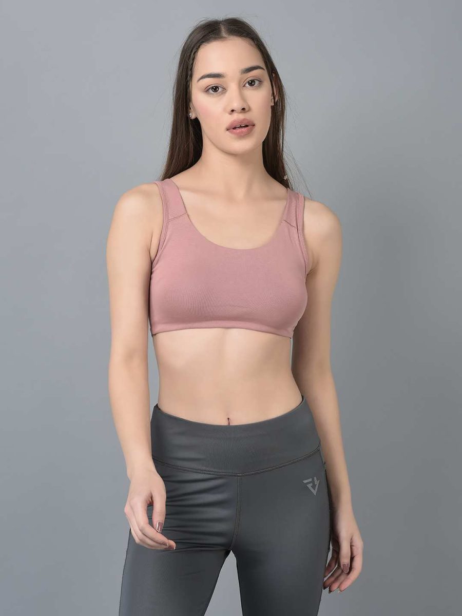 Dollar Missy Pack of 1 Women's Combed Cotton with Stretchy Elastane Wire-Free Moulded Sports Bra