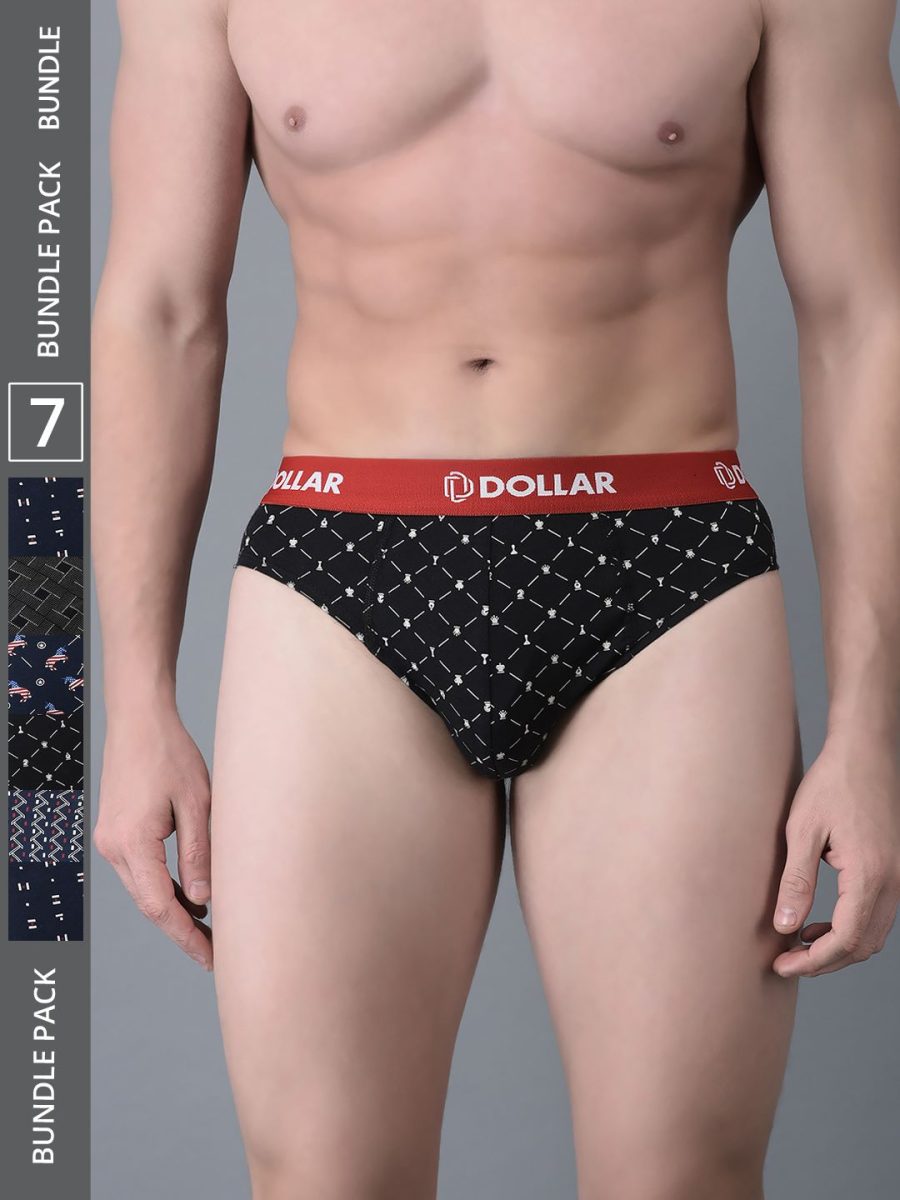 Dollar Bigboss Men's Pack of 7 Combed Cotton Printed Brief