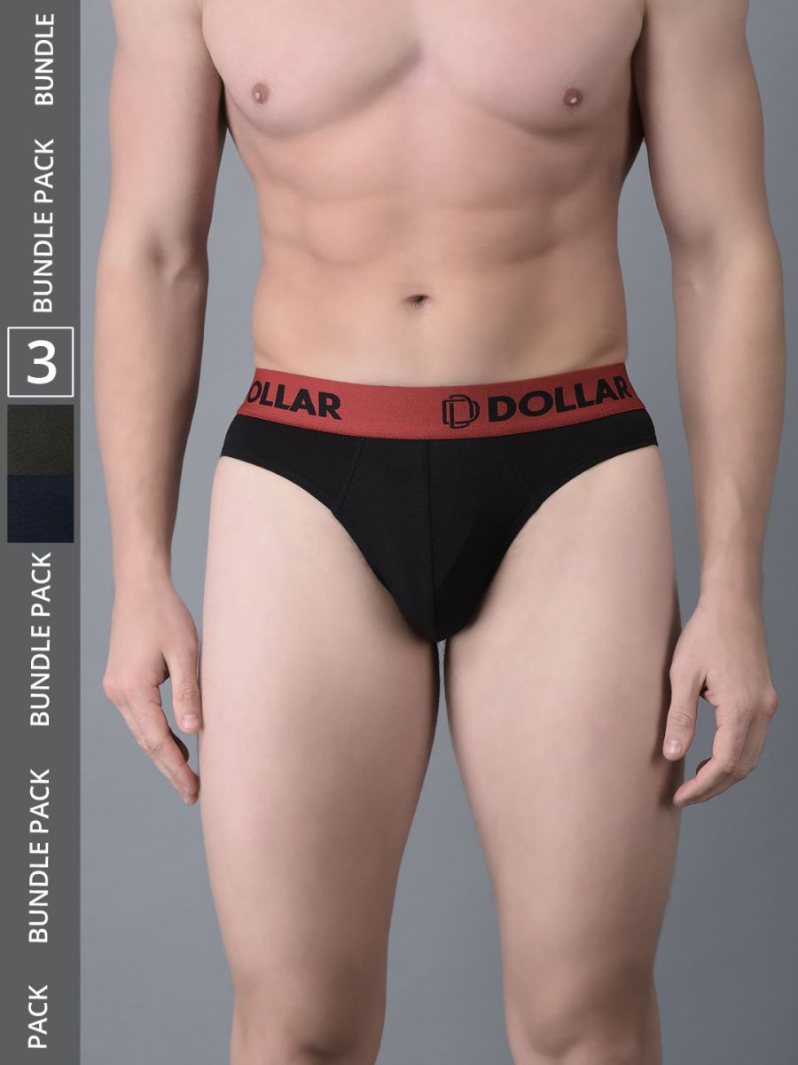 Dollar Bigboss Men's Pack of 3 Shuffle Intellisoft Cotton Spandex Solid Brief