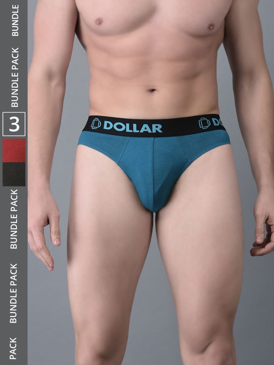 Dollar Bigboss Men's Pack of 3 Shuffle Intellisoft Cotton Spandex Solid Brief