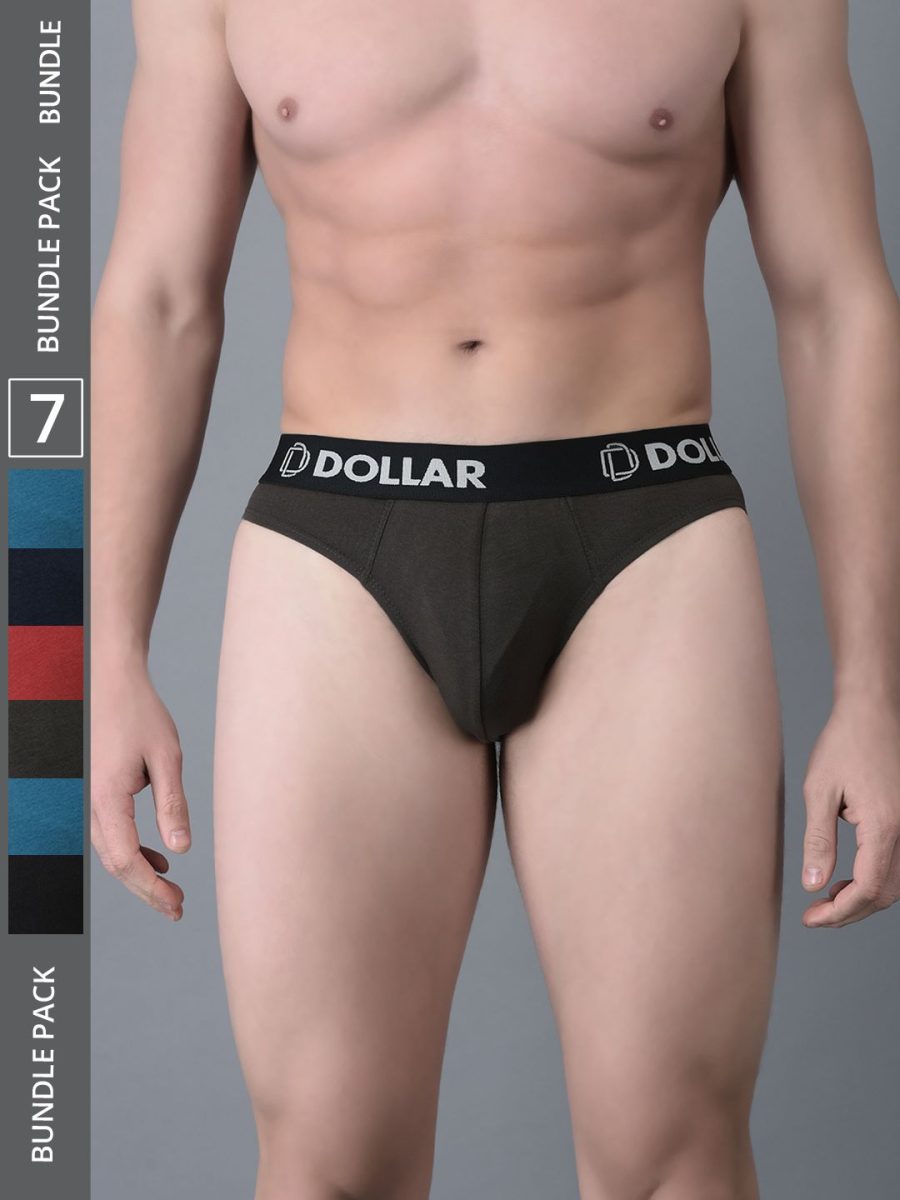 Dollar Bigboss Men's Pack of 7 Shuffle Intellisoft Cotton Spandex Solid Brief