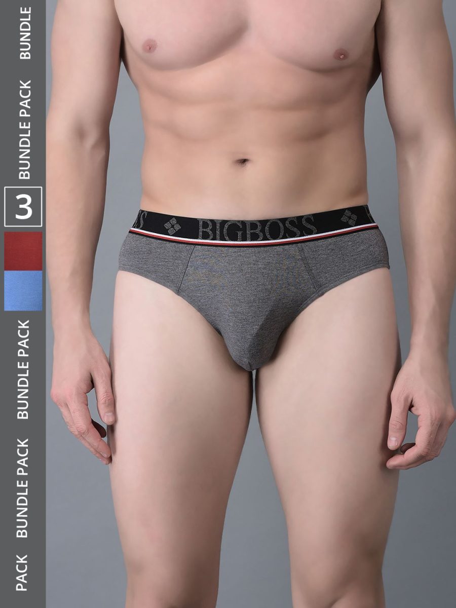 Dollar Bigboss Men's Pack of 3 Shuffle Intellisoft Cotton Modal Solid Brief