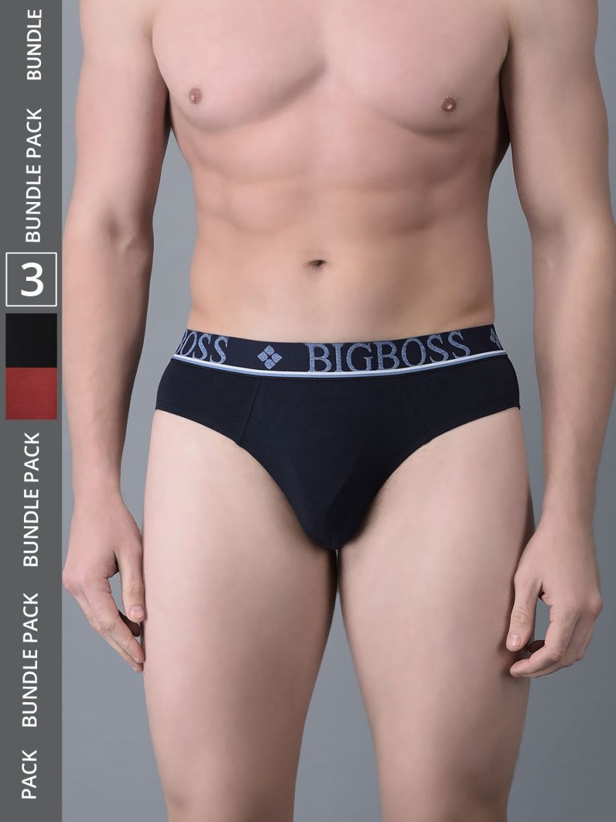 Dollar Bigboss Men's Pack of 3 Shuffle Intellisoft Cotton Modal Solid Brief