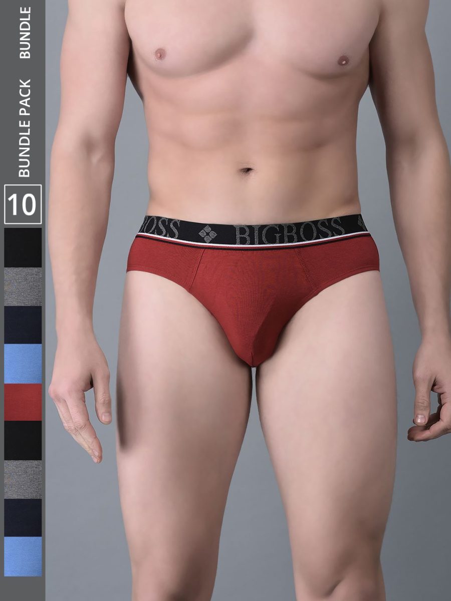 Dollar Bigboss Men's Pack of 10 Shuffle Intellisoft Cotton Modal Solid Brief