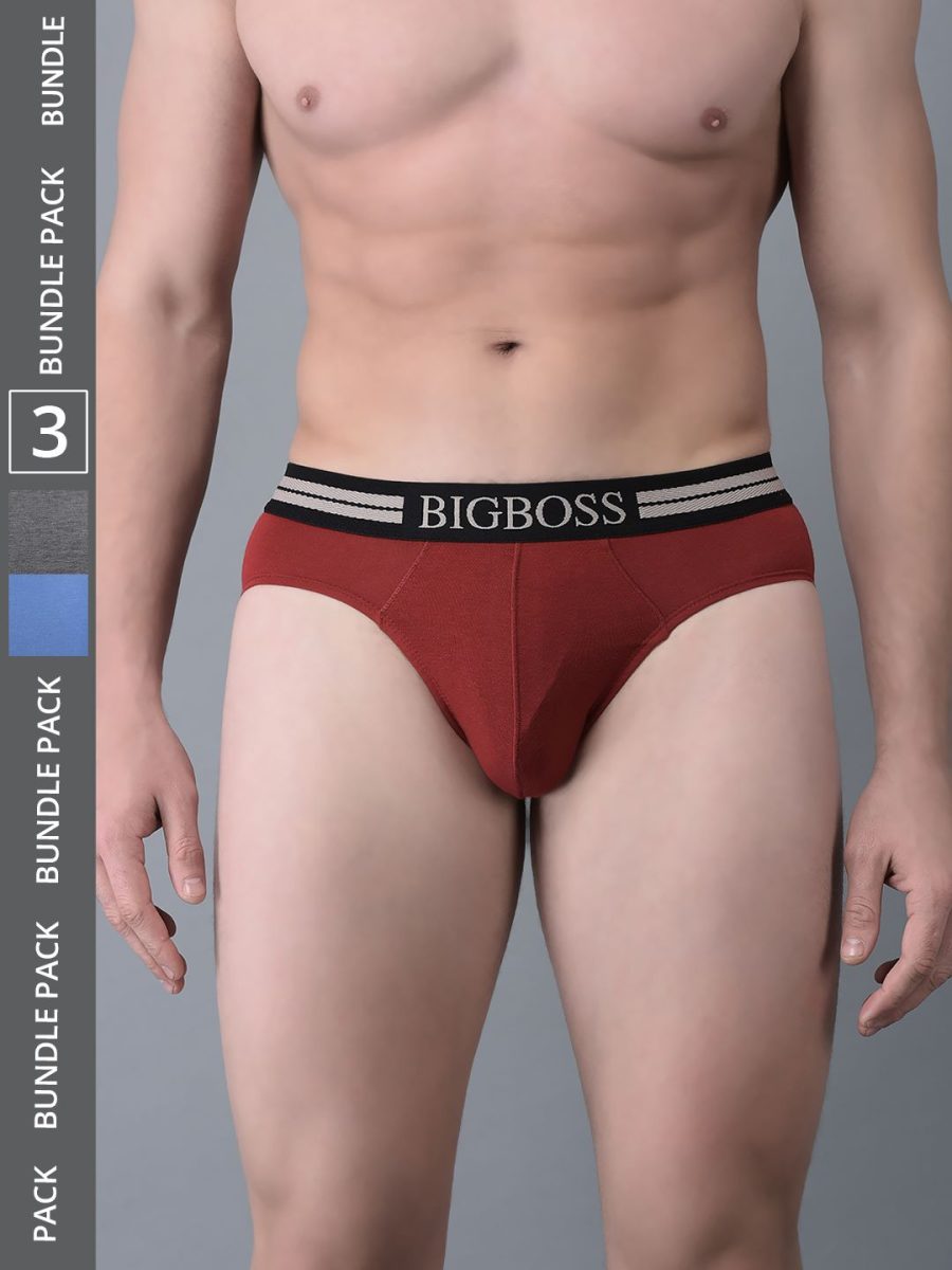 Dollar Bigboss Men's Pack of 3 Shuffle Intellisoft Cotton Modal Solid Brief