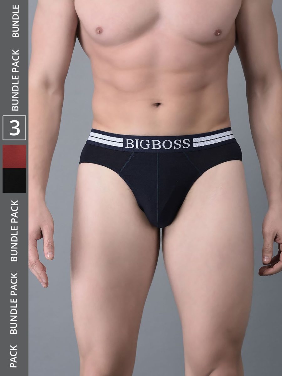 Dollar Bigboss Men's Pack of 3 Shuffle Intellisoft Cotton Modal Solid Brief