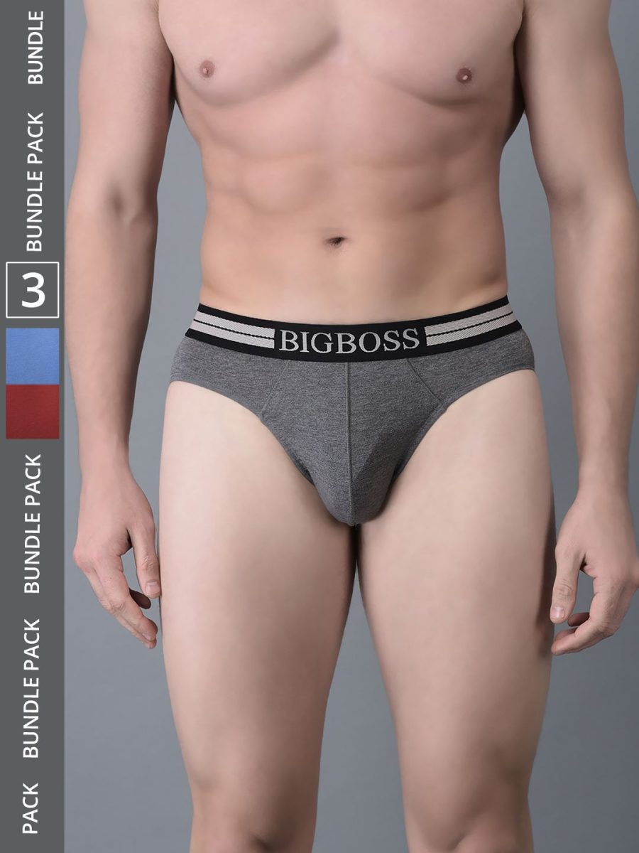 Dollar Bigboss Men's Pack of 3 Shuffle Intellisoft Cotton Modal Solid Brief