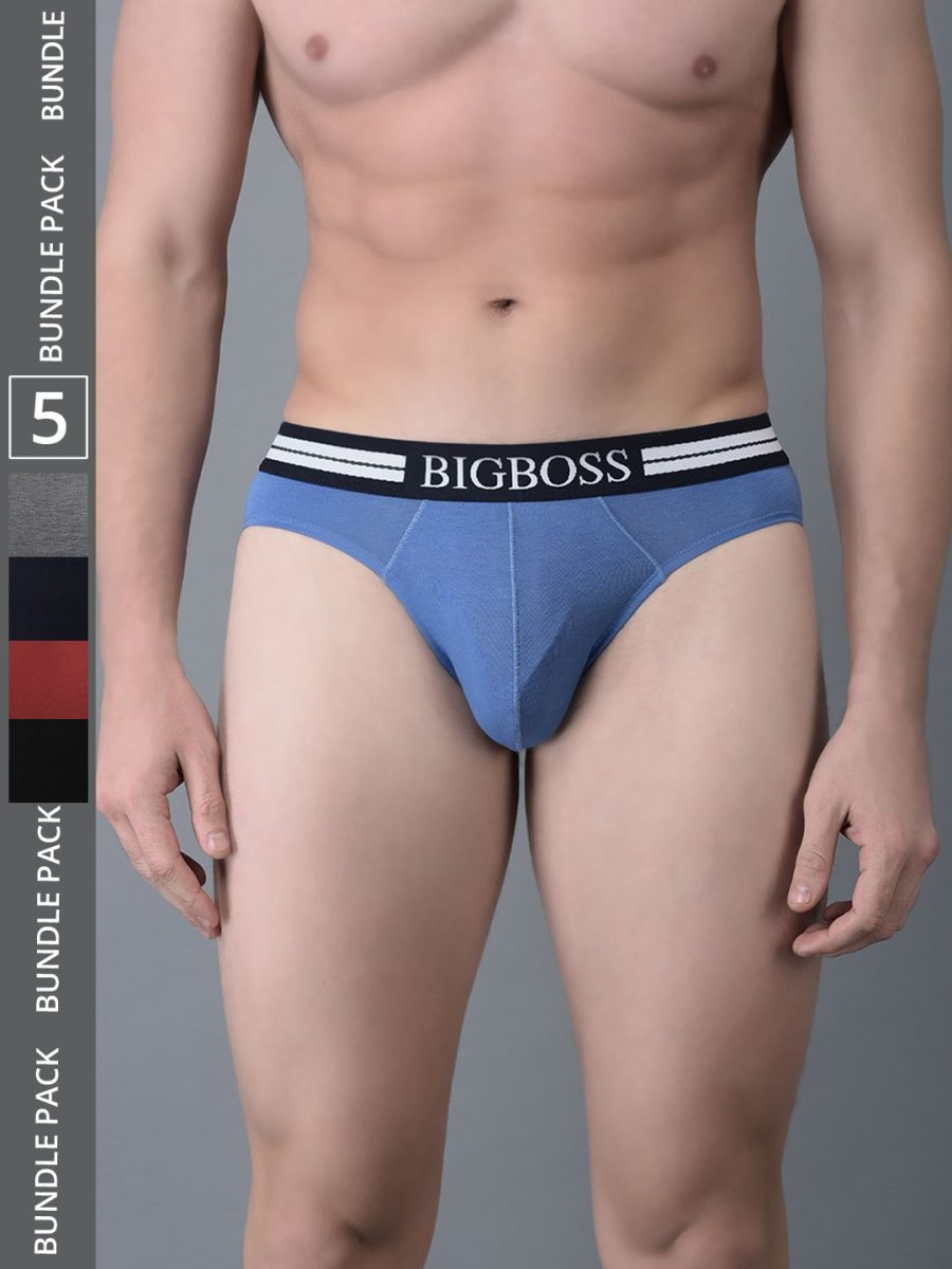 Dollar Bigboss Men's Pack of 5 Shuffle Intellisoft Cotton Modal Solid Brief
