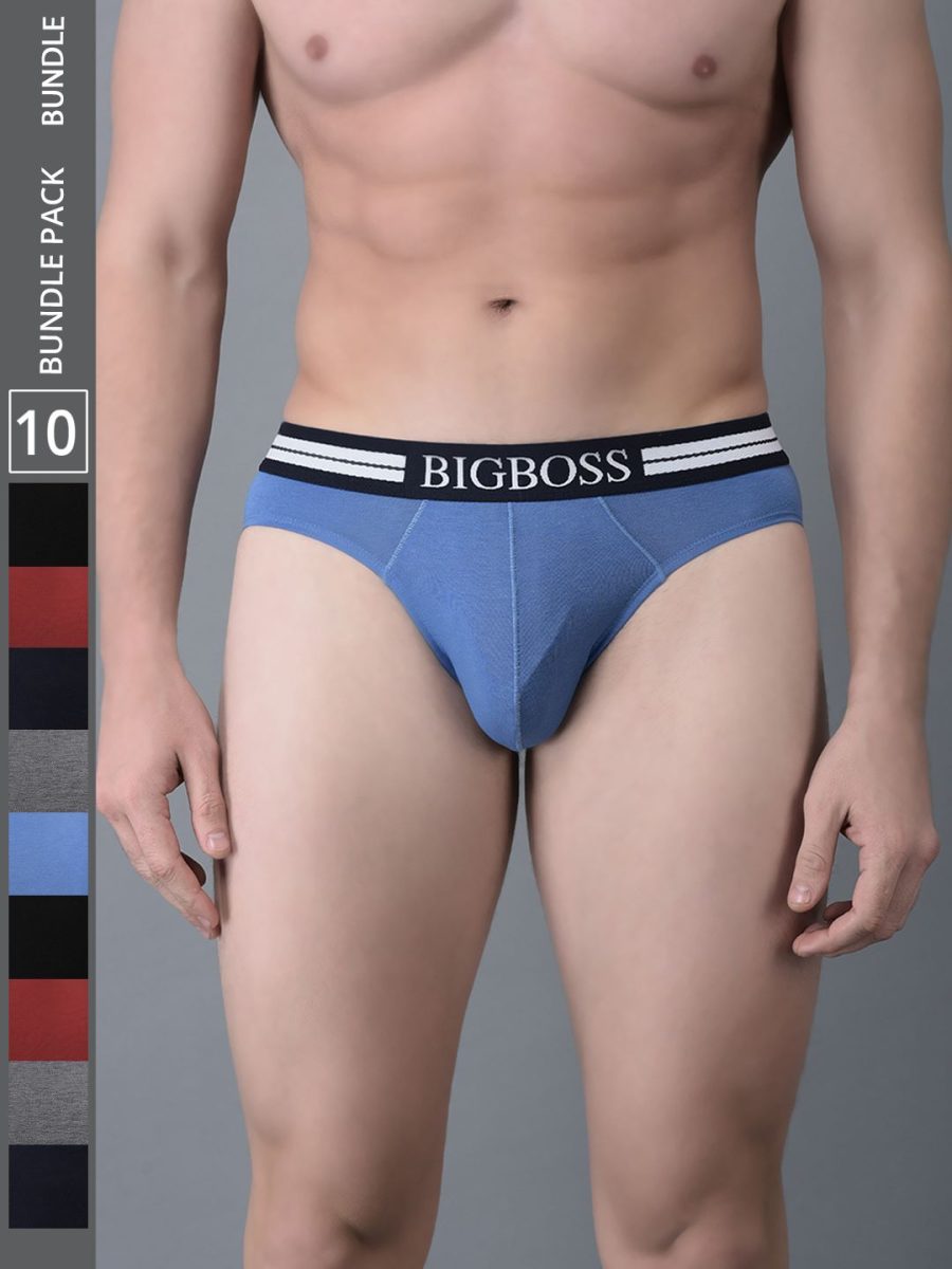 Dollar Bigboss Men's Pack of 10 Shuffle Intellisoft Cotton Modal Solid Brief