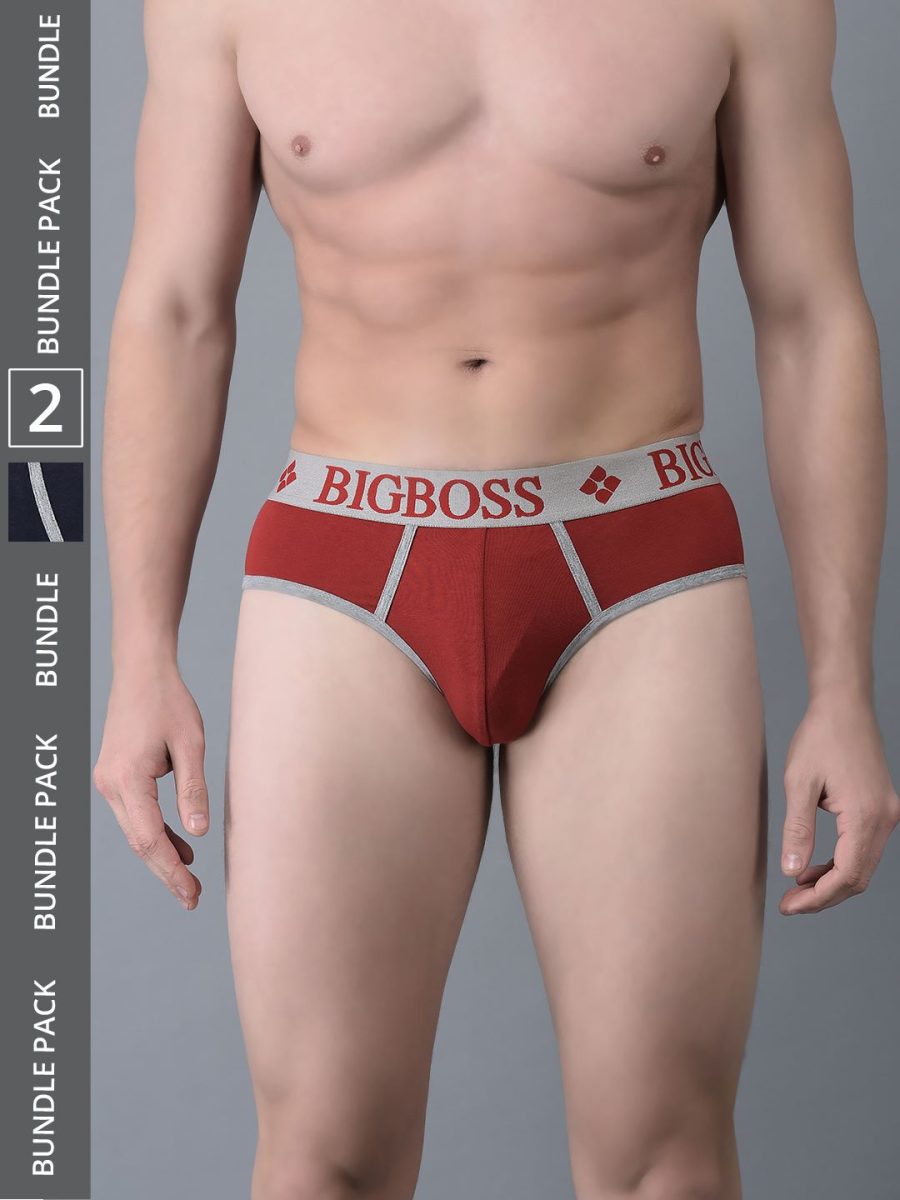 Dollar Bigboss Men's Pack of 2 Shuffle Intellisoft Super Combed Cotton Modal Solid Brief