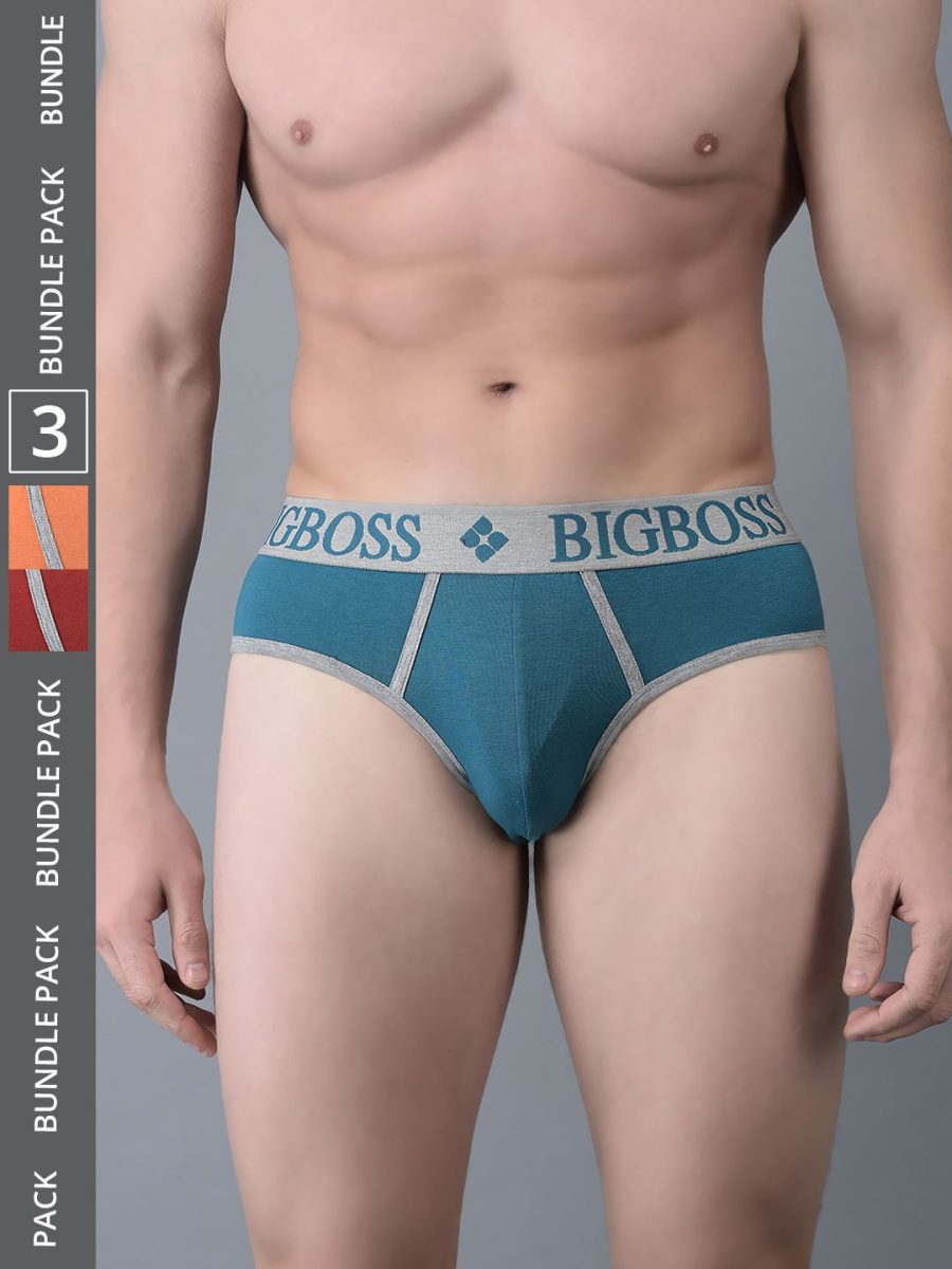 Dollar Bigboss Men's Pack of 3 Shuffle Intellisoft Super Combed Cotton Modal Solid Brief