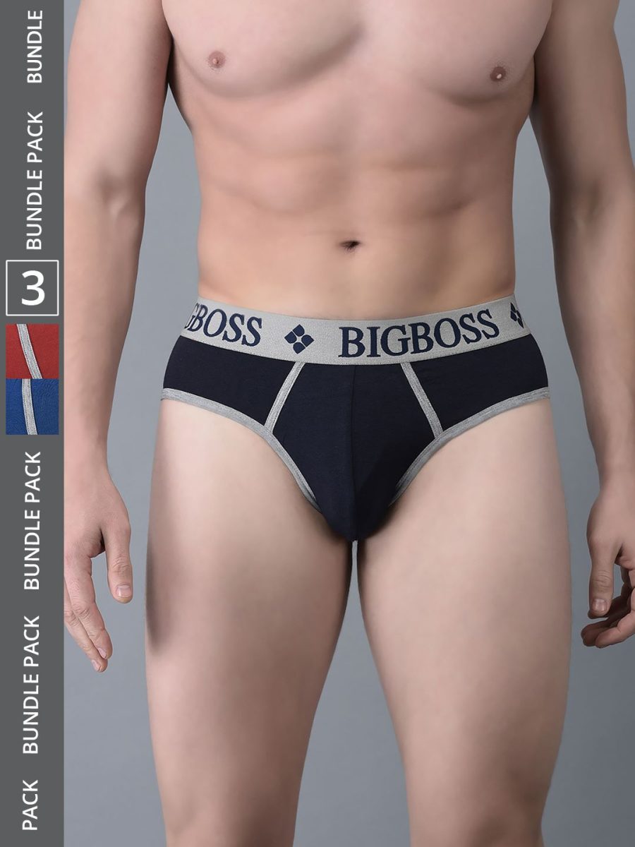 Dollar Bigboss Men's Pack of 3 Shuffle Intellisoft Super Combed Cotton Modal Solid Brief