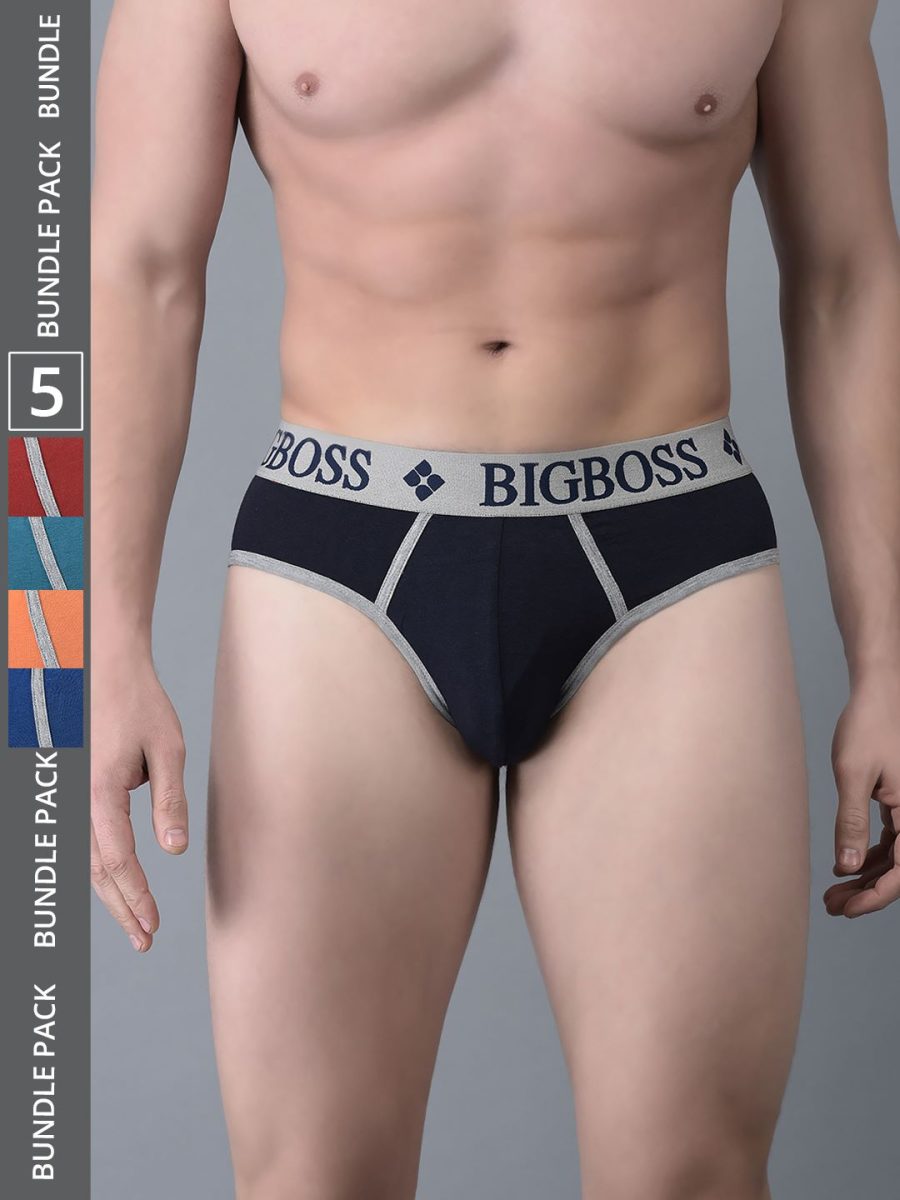 Dollar Bigboss Men's Pack of 5 Shuffle Intellisoft Super Combed Cotton Modal Solid Brief
