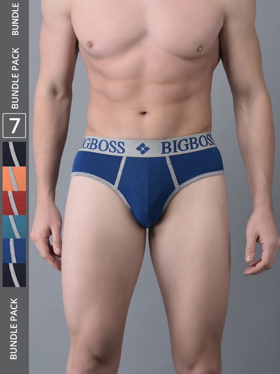 Dollar Bigboss Men's Pack of 7 Shuffle Intellisoft Super Combed Cotton Modal Solid Brief