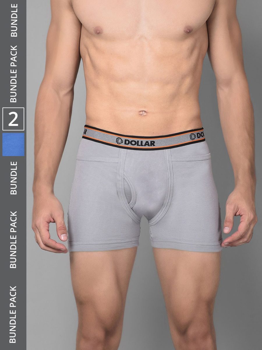 Dollar Bigboss Men's Pack of 2 Solid Combed Cotton Intrerlock Pocket Trunk