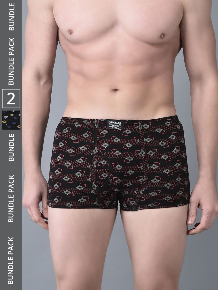 Dollar Bigboss Men's Pack of 2 Soft Combed Cotton Printed Trunk