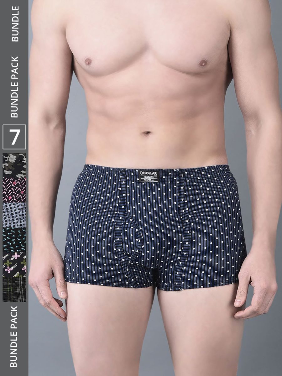 Dollar Bigboss Men's Pack of 7 Soft Combed Cotton Printed Trunk