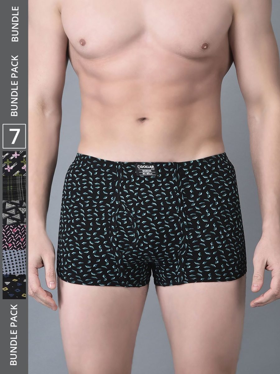 Dollar Bigboss Men's Pack of 7 Soft Combed Cotton Printed Trunk