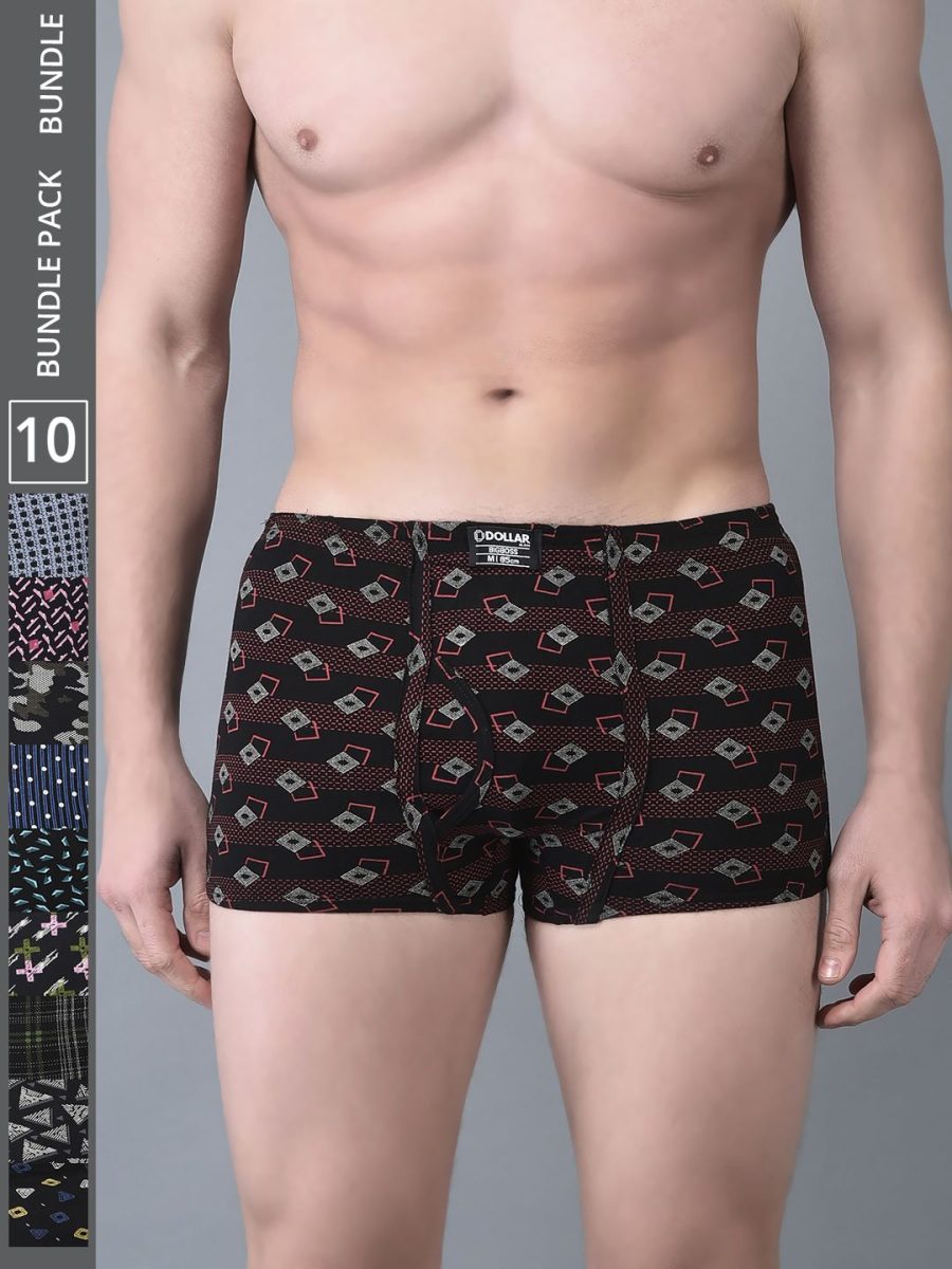 Dollar Bigboss Men's Pack of 10 Soft Combed Cotton Printed Trunk