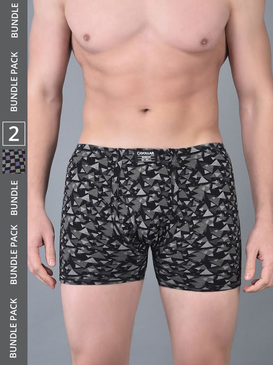 Dollar Bigboss Men's Pack of 2 Soft Combed Cotton Printed Trunk