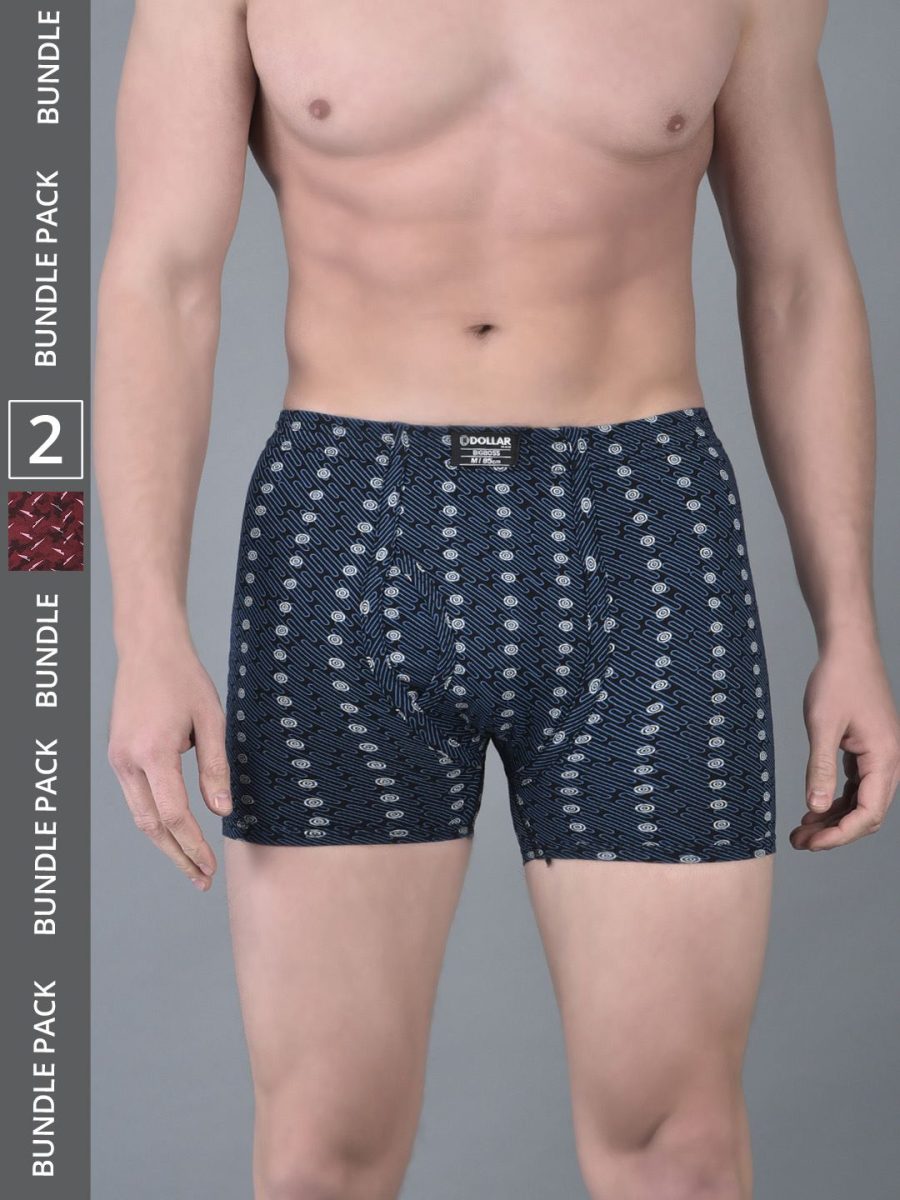 Dollar Bigboss Men's Pack of 2 Soft Combed Cotton Printed Trunk