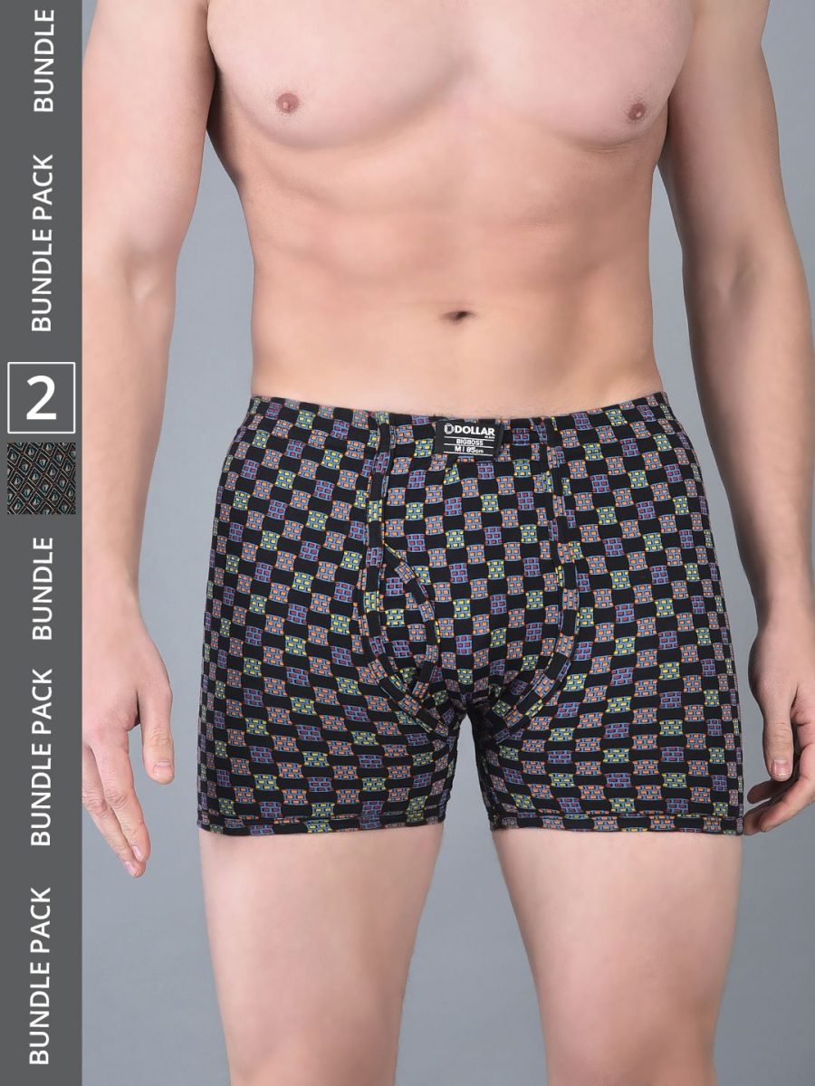 Dollar Bigboss Men's Pack of 2 Soft Combed Cotton Printed Trunk