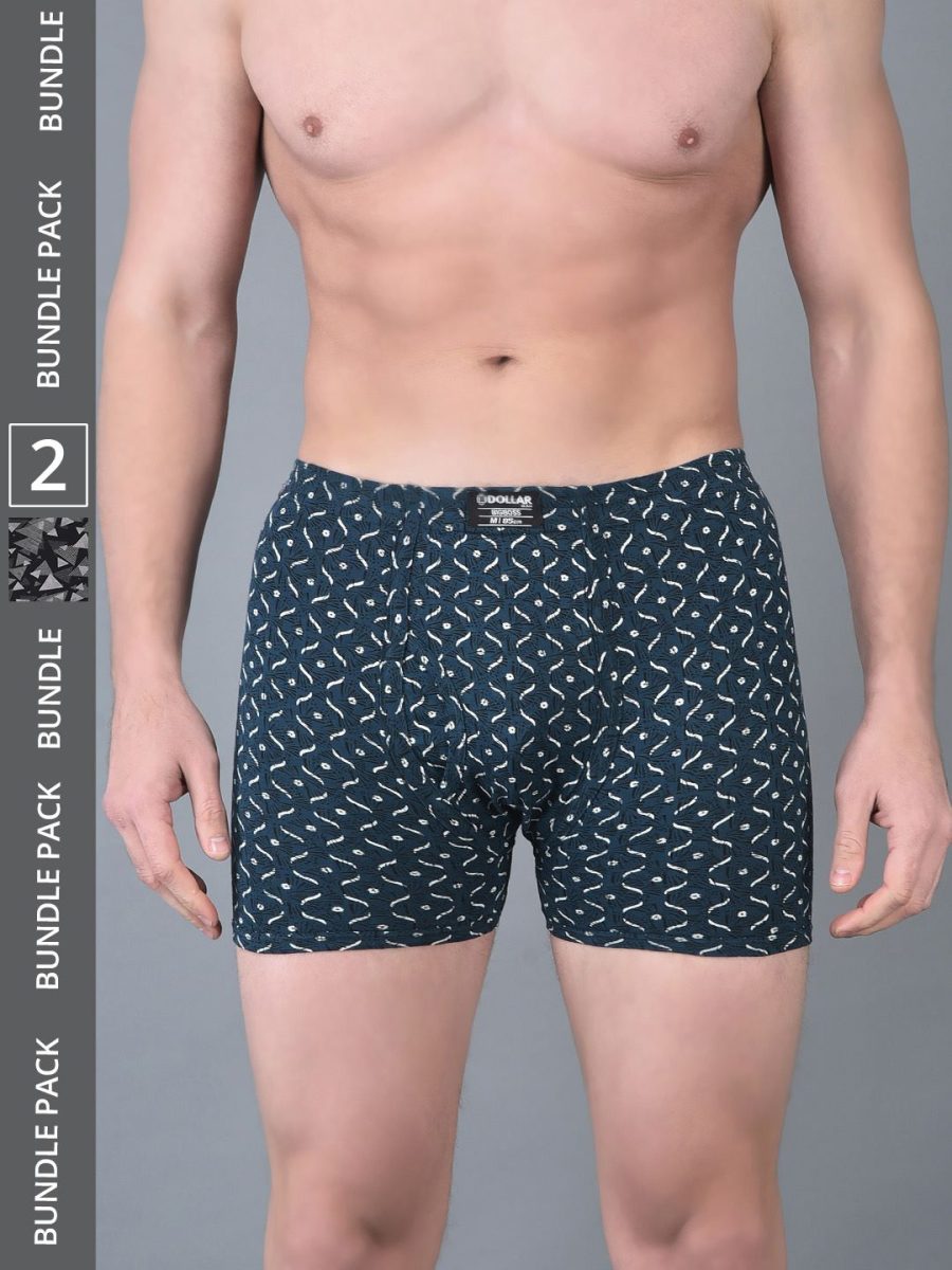 Dollar Bigboss Men's Pack of 2 Soft Combed Cotton Printed Trunk