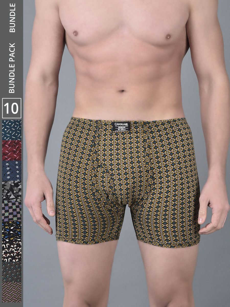 Dollar Bigboss Men's Pack of 10 Soft Combed Cotton Printed Trunk