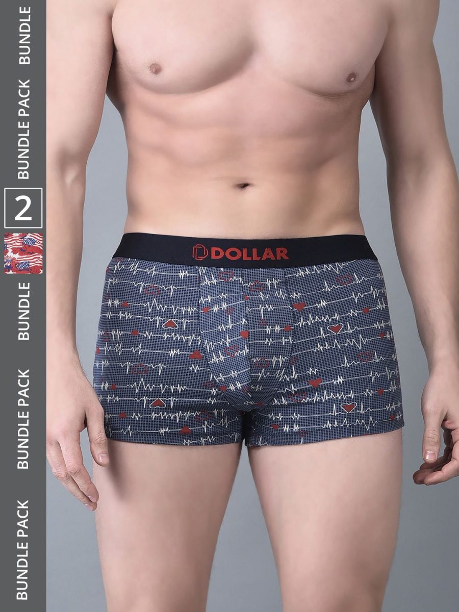 Dollar Bigboss Men's Pack of 2 Printed Trendy Trunk Formulated With Combed Cotton and Spandex Fabric