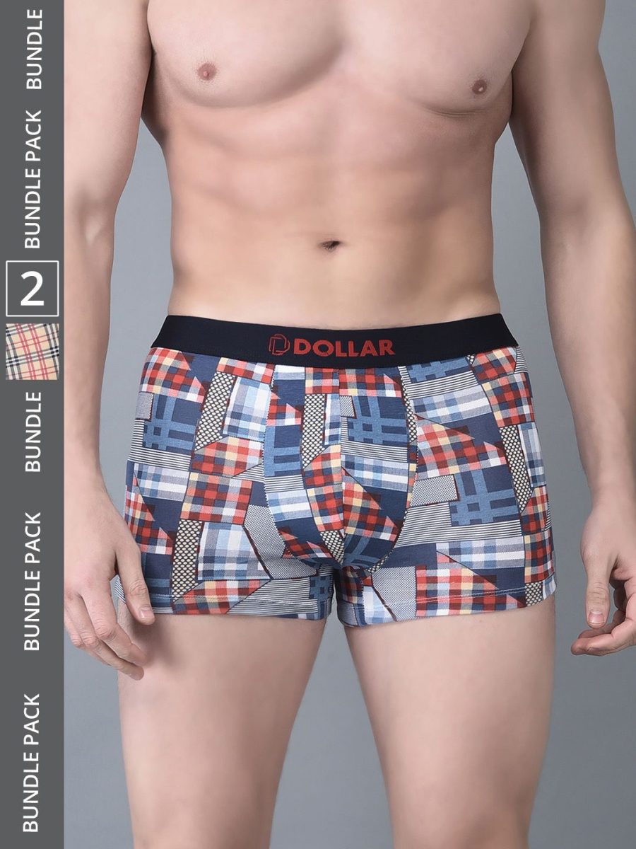 Dollar Bigboss Men's Pack of 2 Printed Trendy Trunk Formulated With Combed Cotton and Spandex Fabric
