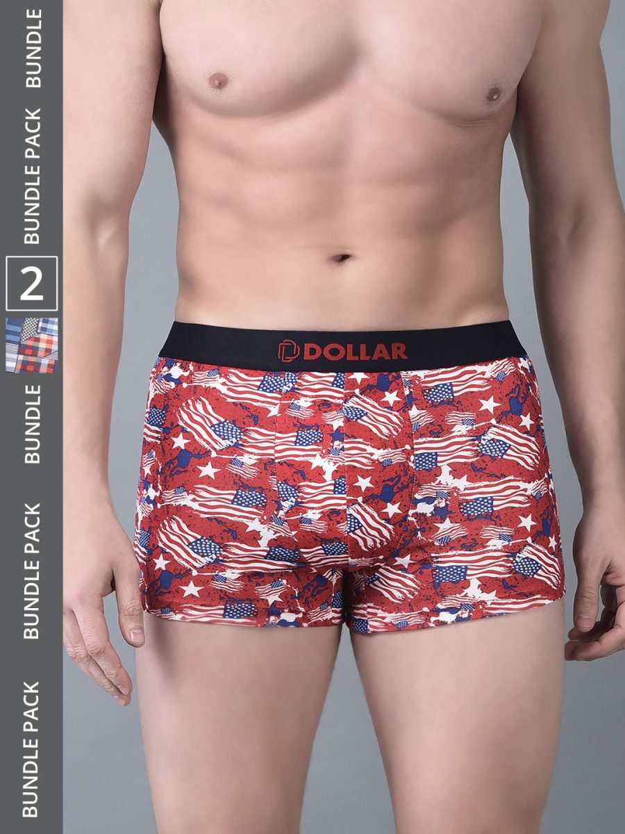 Dollar Bigboss Men's Pack of 2 Printed Trendy Trunk Formulated With Combed Cotton and Spandex Fabric