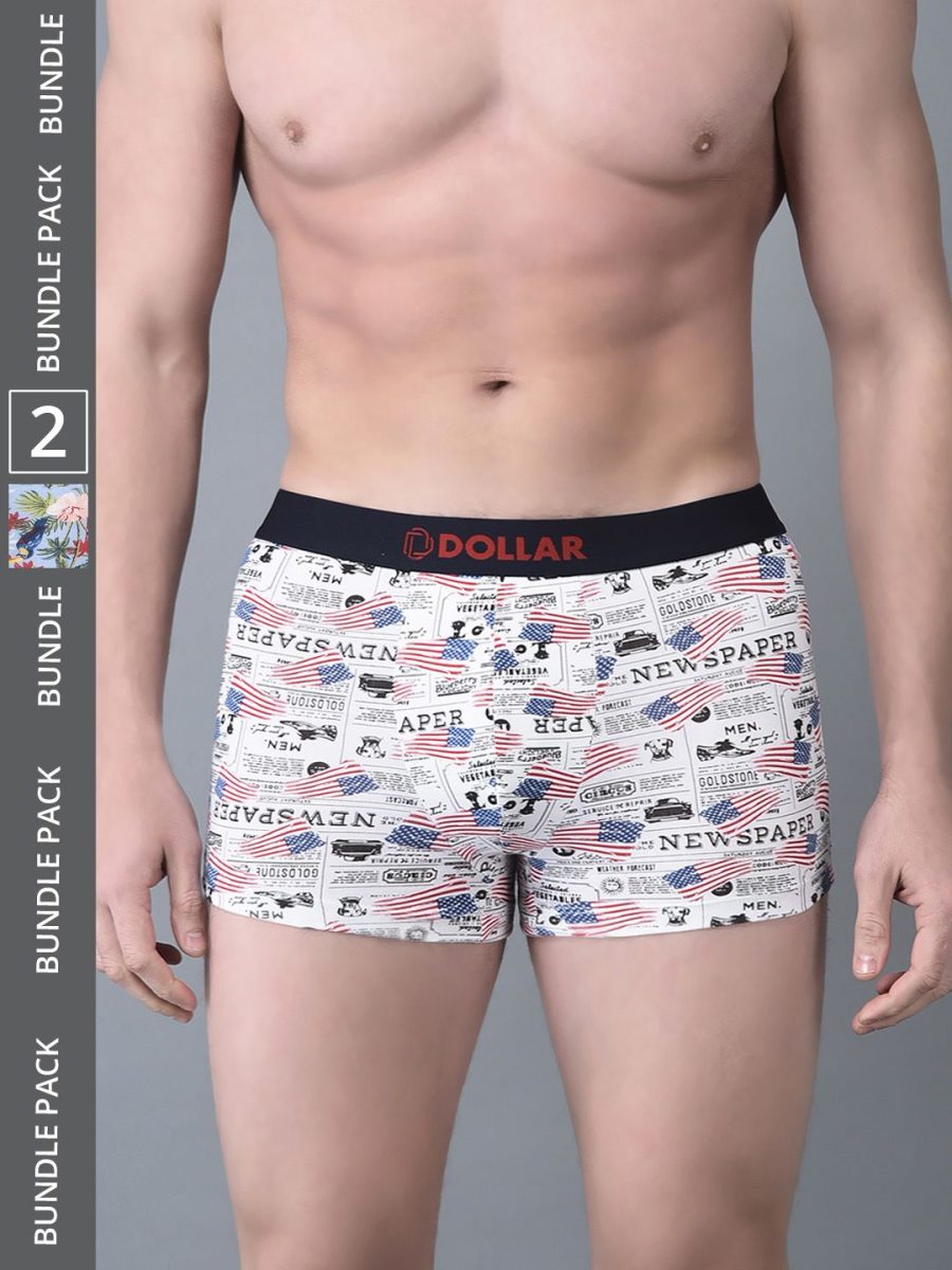 Dollar Bigboss Men's Pack of 2 Printed Trendy Trunk Formulated With Combed Cotton and Spandex Fabric